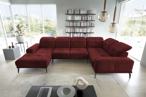 Coltar dreapta 6 locuri ELTAP, RT-25LO, Neviro, 350x201x77 cm, lemn/poliester, rosu inchis