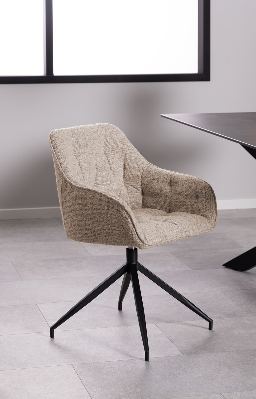 Scaun Brooke, Actona, 57x54.5x82 cm, rotativ, tesatura Boucle/otel, bej - view 7