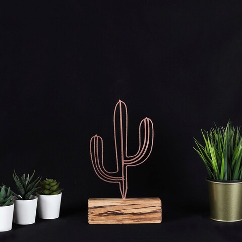 Decoratiune, Cactus Mini, 17x24x3.5 cm, Metal, Bronz
