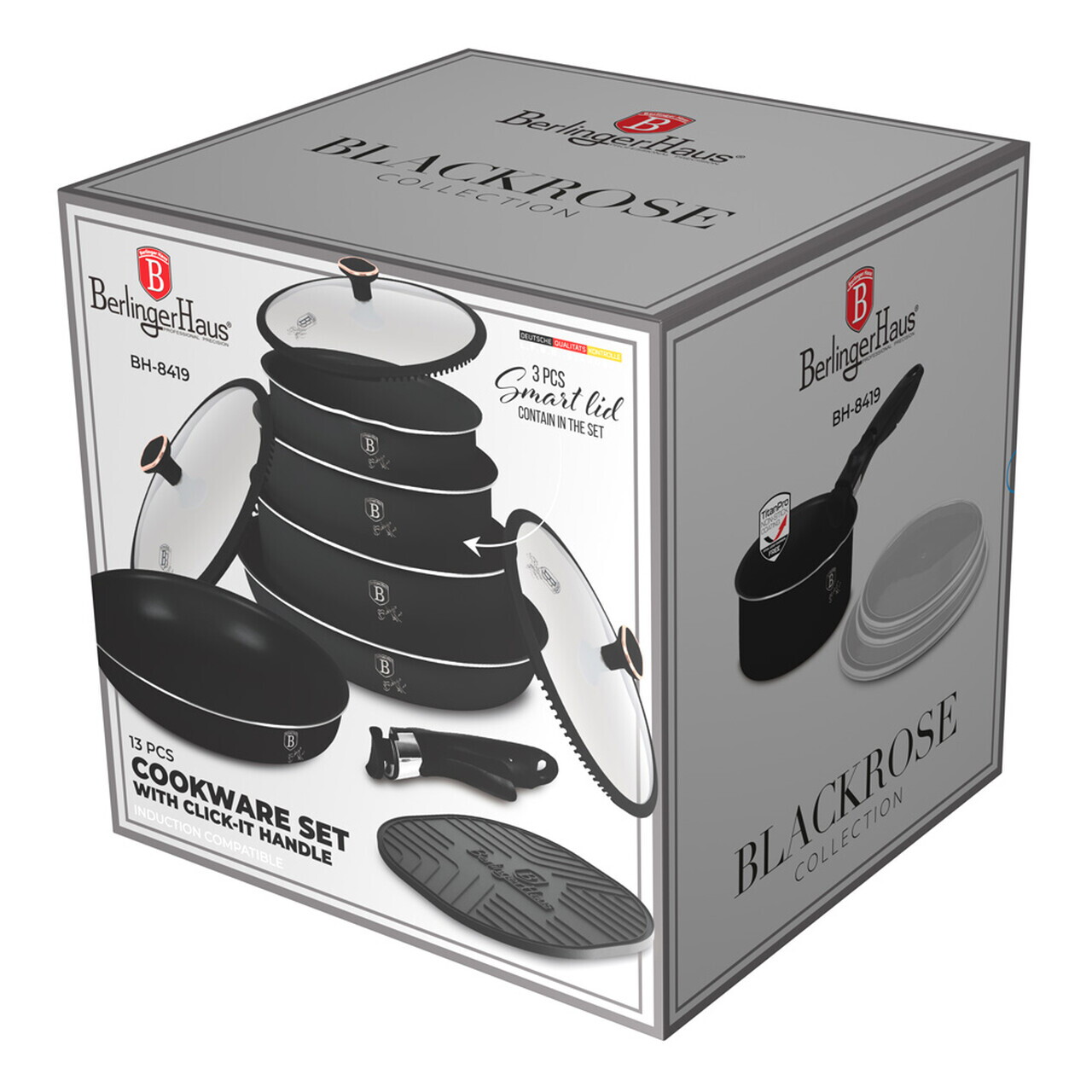 Set pentru gatit Berlinger Haus, Black Rose, 13 piese, aluminiu, negru mat - view 3