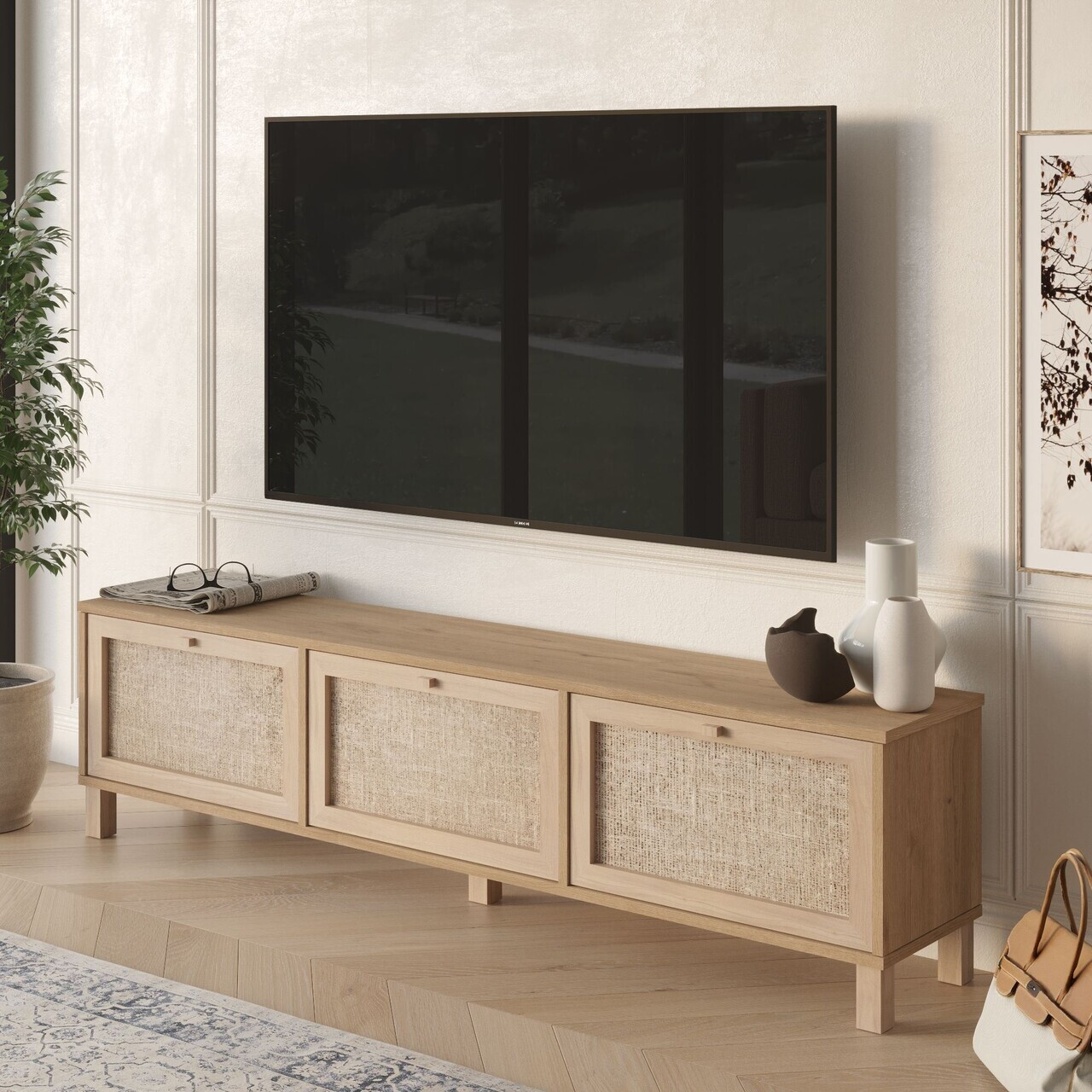 Comoda TV, Hanah Home, Dune, 180x45.6x32 cm, PAL, Stejar — imaginea 2
