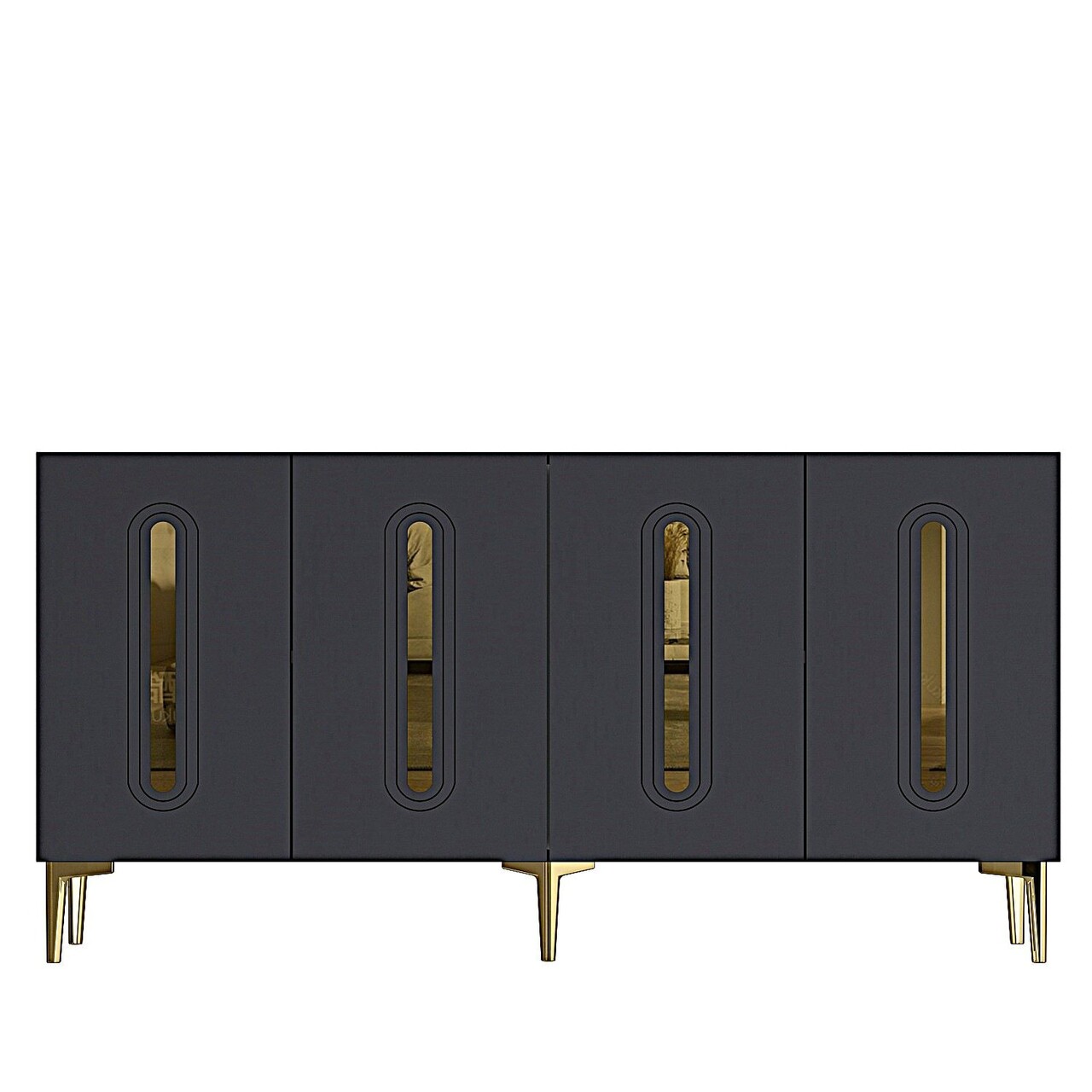 Consola, Hanah Home, Rany 150, 150x75x32 cm, Antracit / Aur - view 4