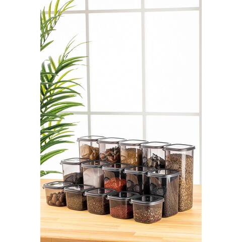 Set recipiente depozitare, Fremont, 964FRM5360, Plastic , 10x10x9.5 cm, 550 ml, Antracit