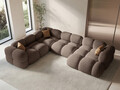 Coltar panoramic stanga 5 locuri, Loretto, Cosmopolitan Design, 345x250x68 cm, tesatura structurata, cappuccino