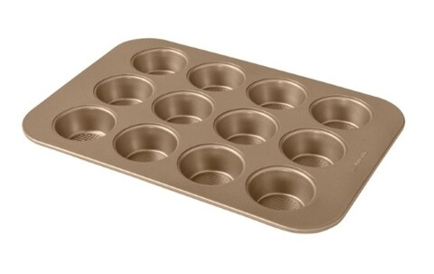 Tava de copt, gold, brandani, 40x28 cm, otel carbon non-stick, 12 briose