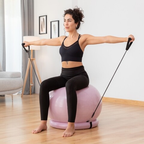 Minge pentru yoga, inel de stabilitate si benzi elastice de rezistenta, Ashtanball, InnovaGoods Fitness