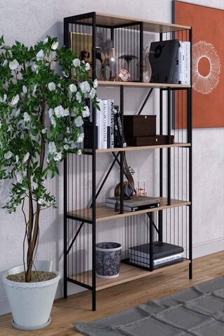 Corp biblioteca, valovi, osaka, 90x180x30 cm, pal, negru