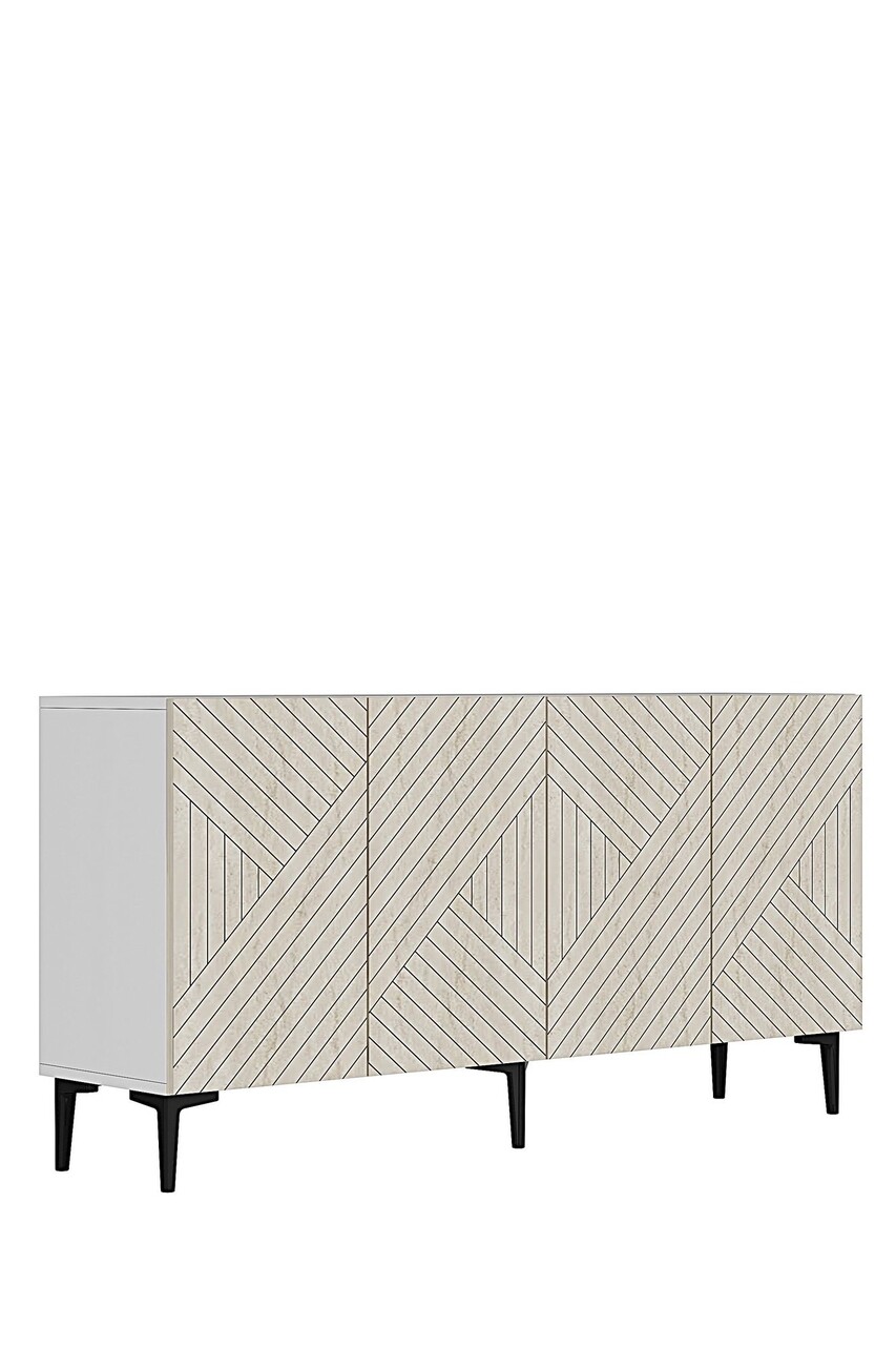 Consola, Hanah Home, Ferro 150, 150x75x32 cm, Alb / Travertin - view 4