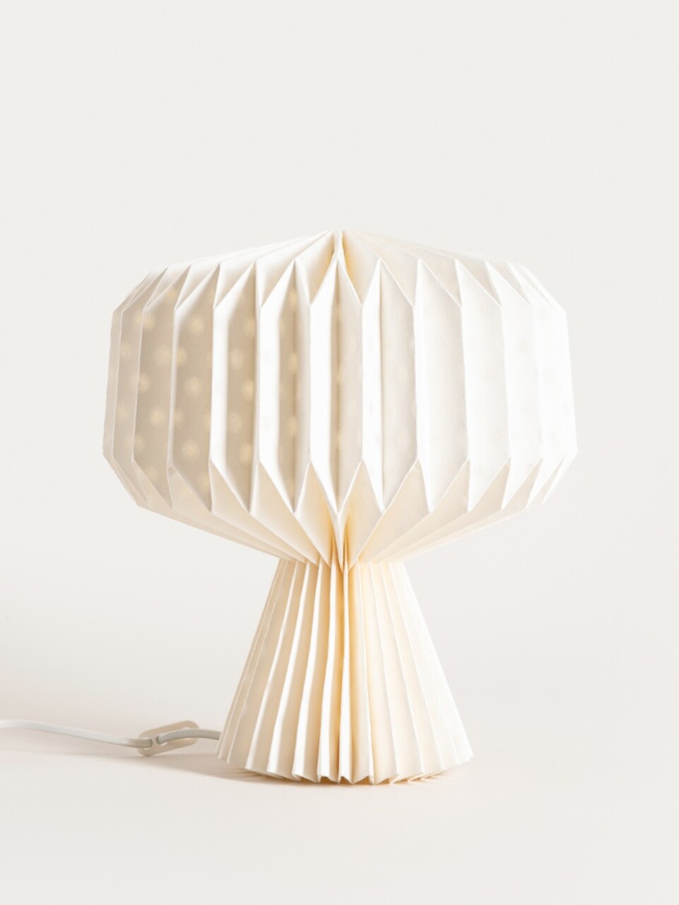 Lampa de masa forma geometrica Galla, Homla, 27x38 cm, hartie, ecru - 1 | YEO