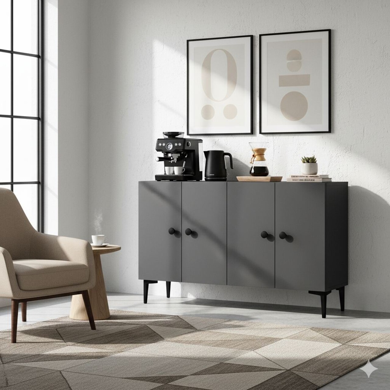 Consola, Hanah Home, Pella 120, 120x75x32 cm, Antracit - view 2