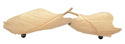 Platou decorativ Double Leaf, Mauro Ferretti, 39x38x3 cm, fier, auriu