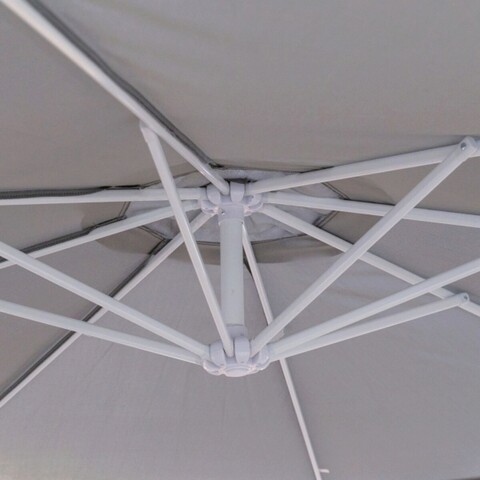 Umbrela de gradina / terasa cu picior lateral Thais, Ø300 cm, stalp Ø48 mm, aluminiu, gri