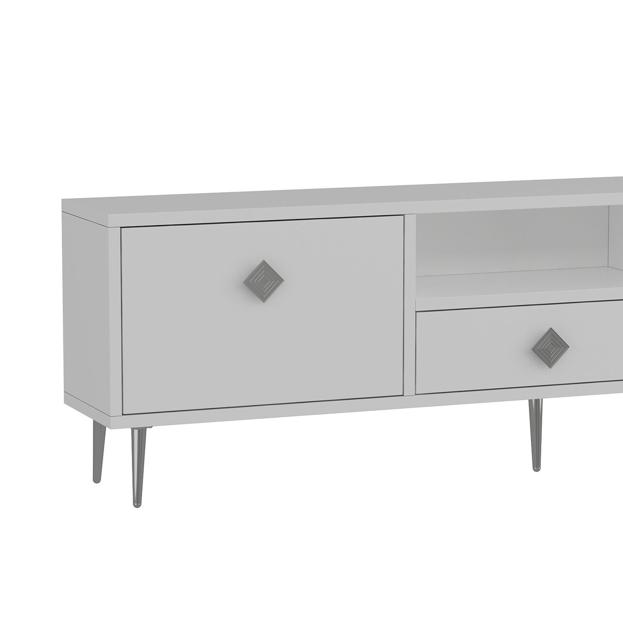 Comoda TV, Hanah Home, 1308-DROP-1, 140x45x30 cm, PAL , Alb / Argintiu - view 5