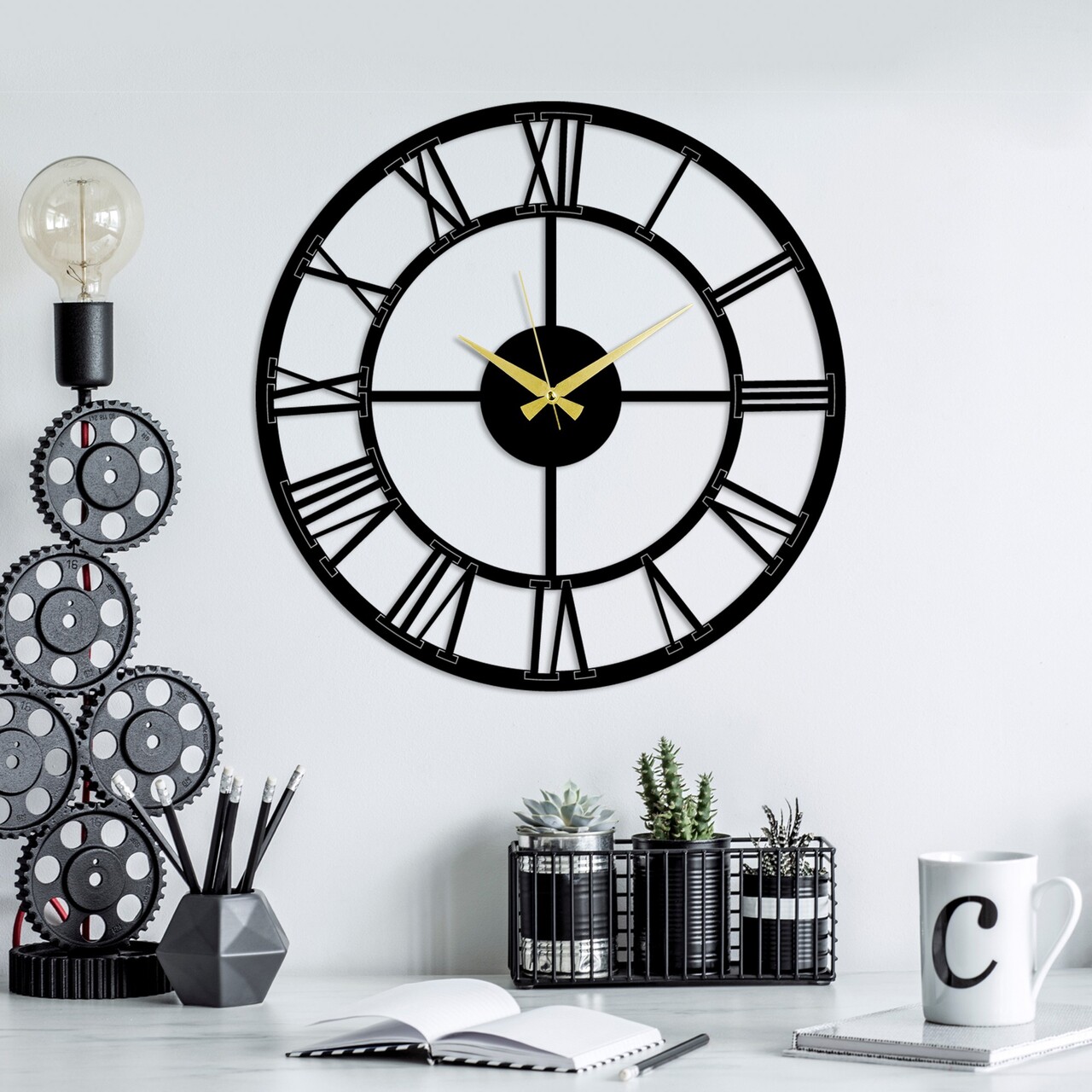 Ceas de perete Pari (Grosime: 15 mm) Negru