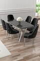 Set masa si scaune (7 piese), Hanah Home, Asel, Sonata / Crom / Negru