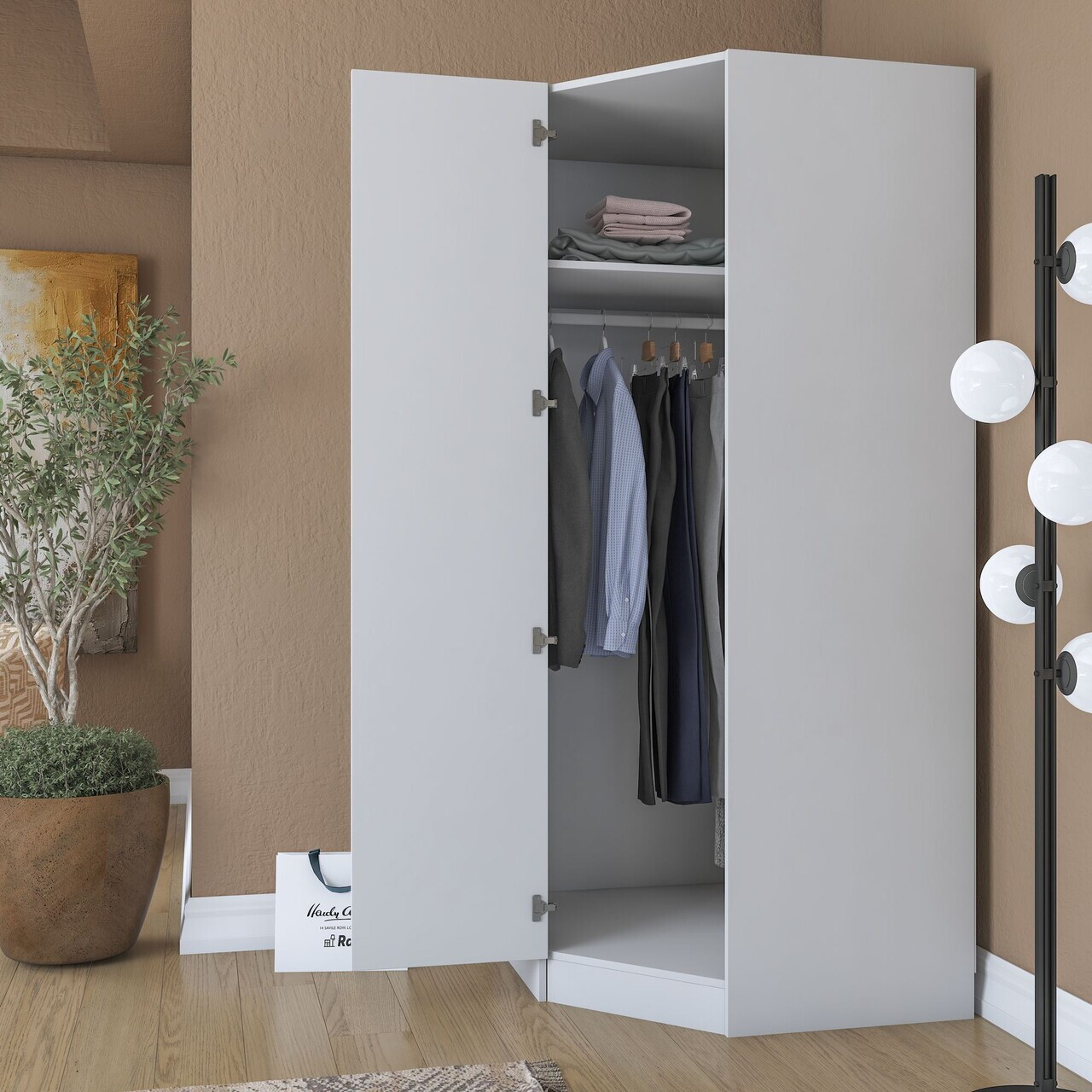 Dulap pentru haine, Hanah Home, BA205, 91x210x57.5 cm, PAL melaminat, Alb - view 5