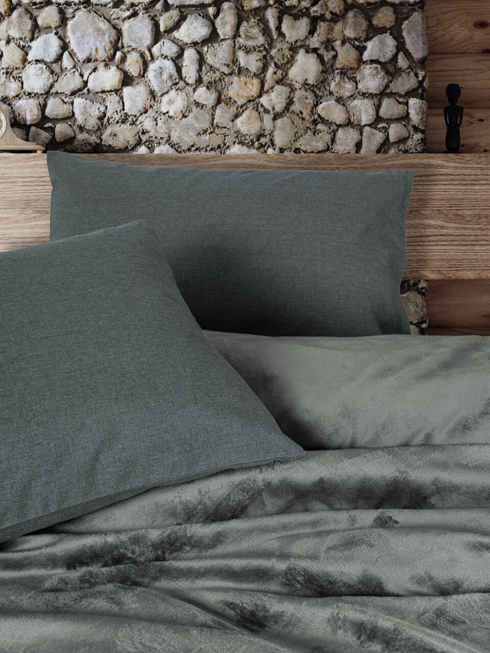 Lenjerie de pat dubla, Flossy - Grey, Cotton Box, Policoton - 1 | YEO