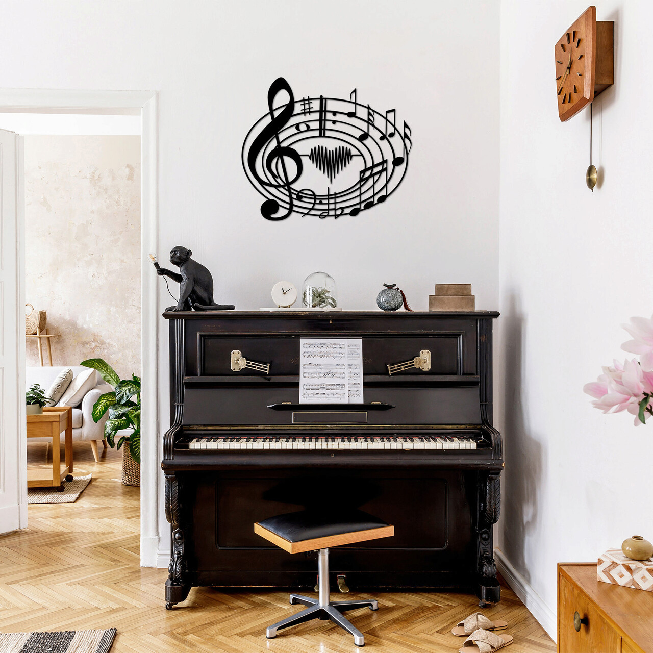 Decoratiune de perete, World Of Music, Metal, Dimensiune: 70 x 59 cm, Negru - 1 | YEO