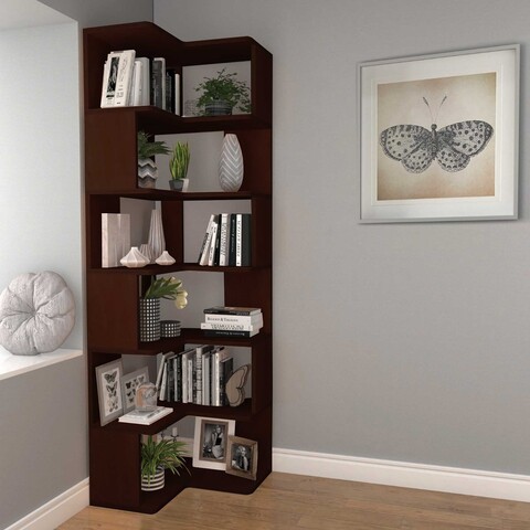 Corp biblioteca, Hanah Home, CPT4807-192, 55x192x27 cm, 100% PLACAJ DE CARPEN, Maro