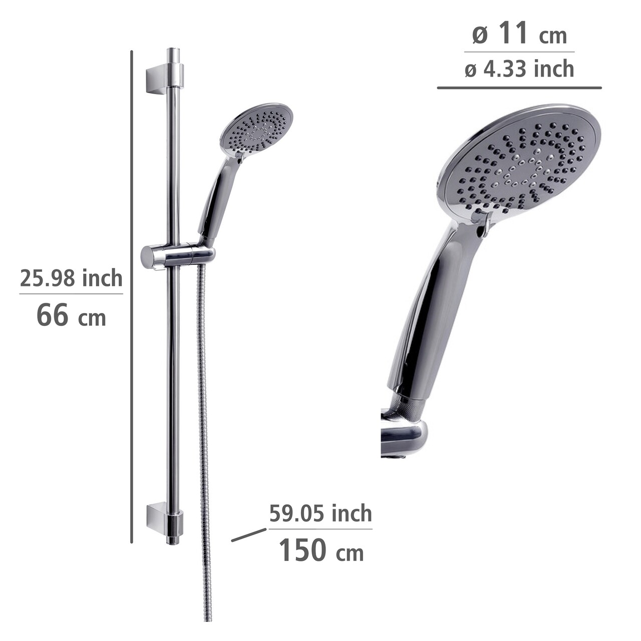 Coloana dus, Wenko, Young Line, Chrome, 66 cm, inox, gri cromat - 1 | YEO