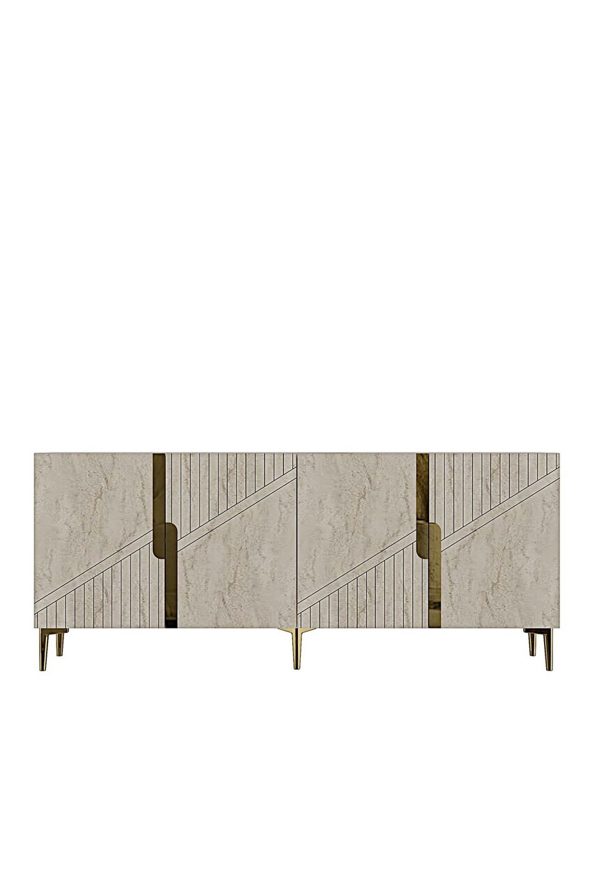 Consola, Hanah Home, Evva 150, 125x75x32 cm, White / Travertine / Gold — imaginea 6