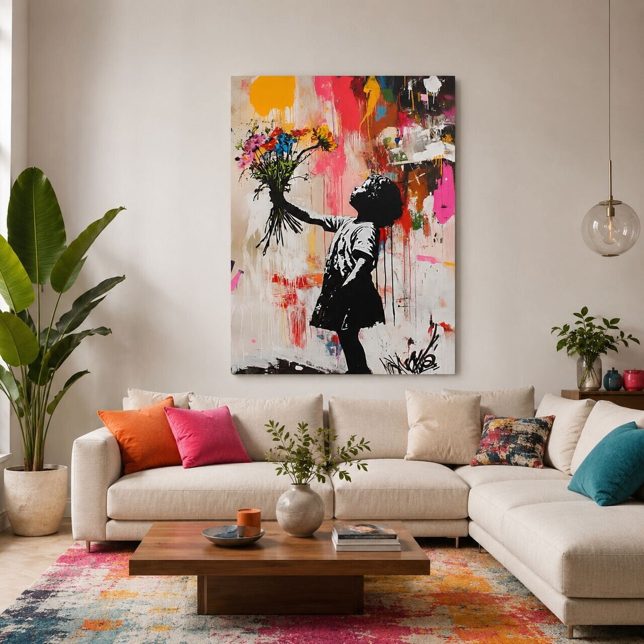 Tablou decorativ, KNV12061, Canvas, Cadru: 100% lemn (grosime: 3 cm), Multicolor