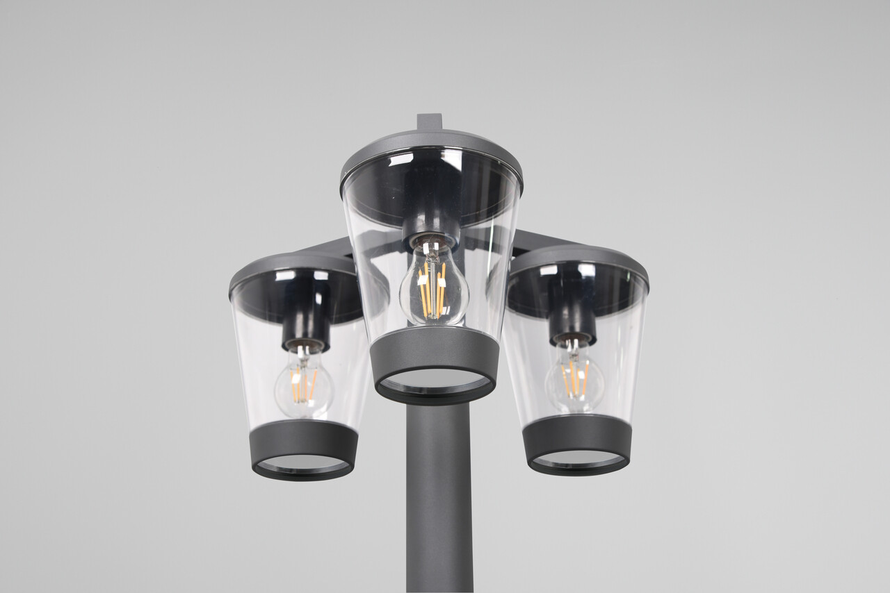 Lampadar de exterior Cavado, TRIO, 44.6x220 cm, 40W, 3x E27, aluminiu, antracit