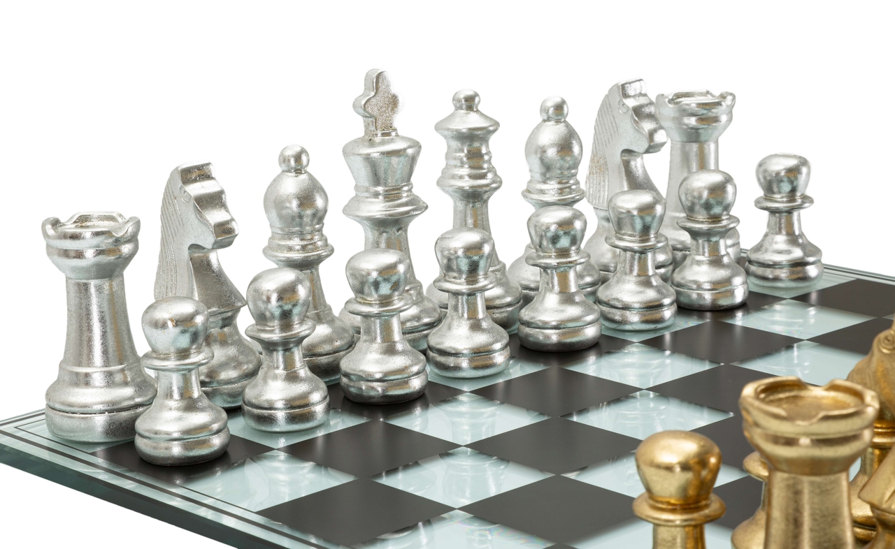 Joc de sah Black/White Chess, Mauro Ferretti, 50.5x50.5x14 cm, polirasina/sticla, multicolor