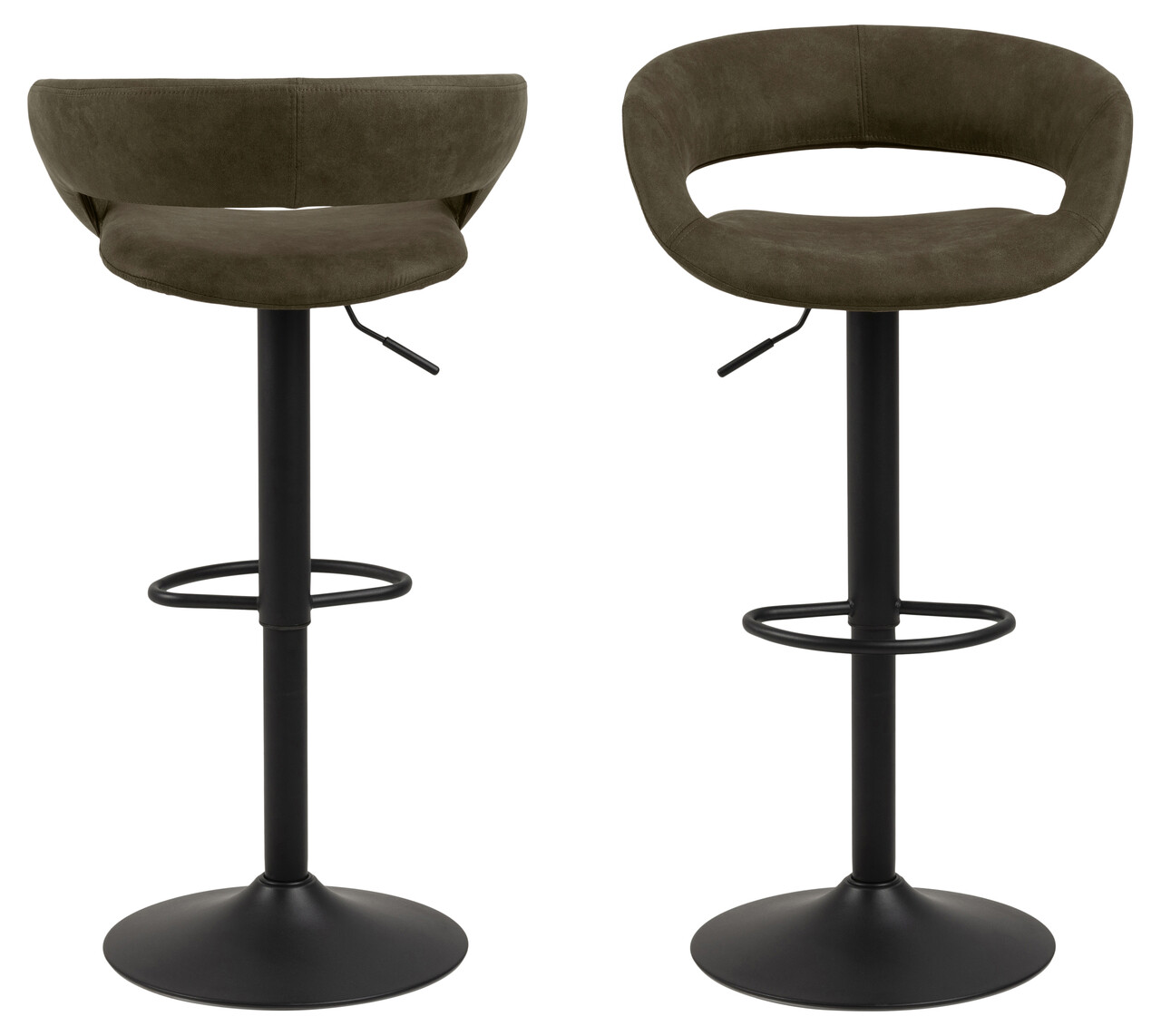 Scaun de bar Grace, Actona, 54.5x48.5x101 cm, rotativ, poliester/otel, verde olive