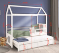 Pat etajat pentru camera copilului Jonas II, Meblobed, 80x180 cm/70x180 cm, cu doua sertare, lemn de pin, alb/gri