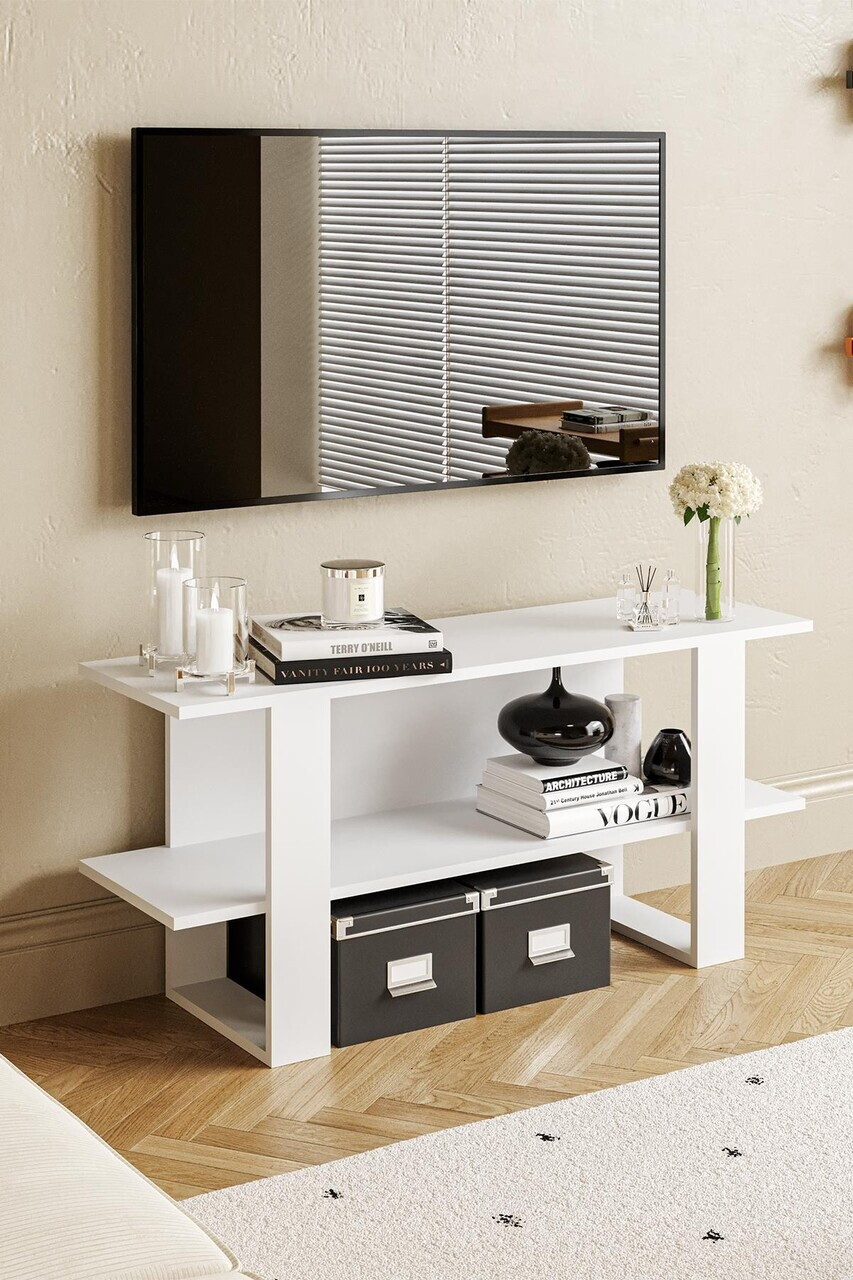 Comoda TV, Hanah Home, Harta, 120x55x35 cm, Alb