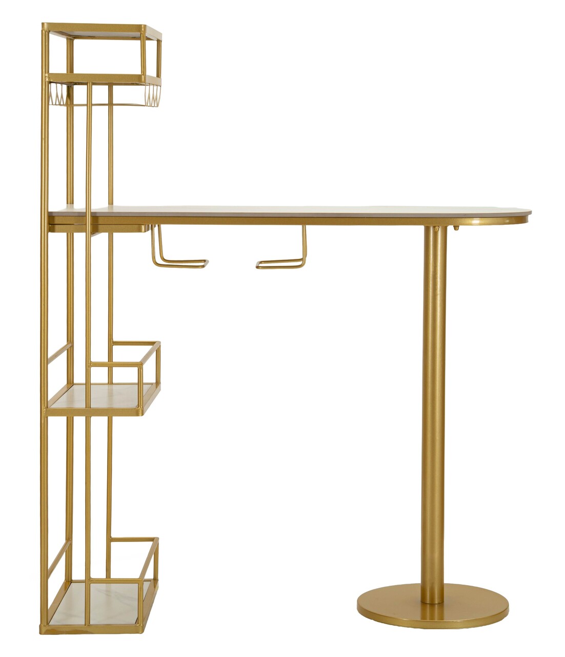Masa de bar, Mauro Ferretti, Luxy, 120x45x150 cm, metal/imitatie de marmura, auriu/alb - imagine 8