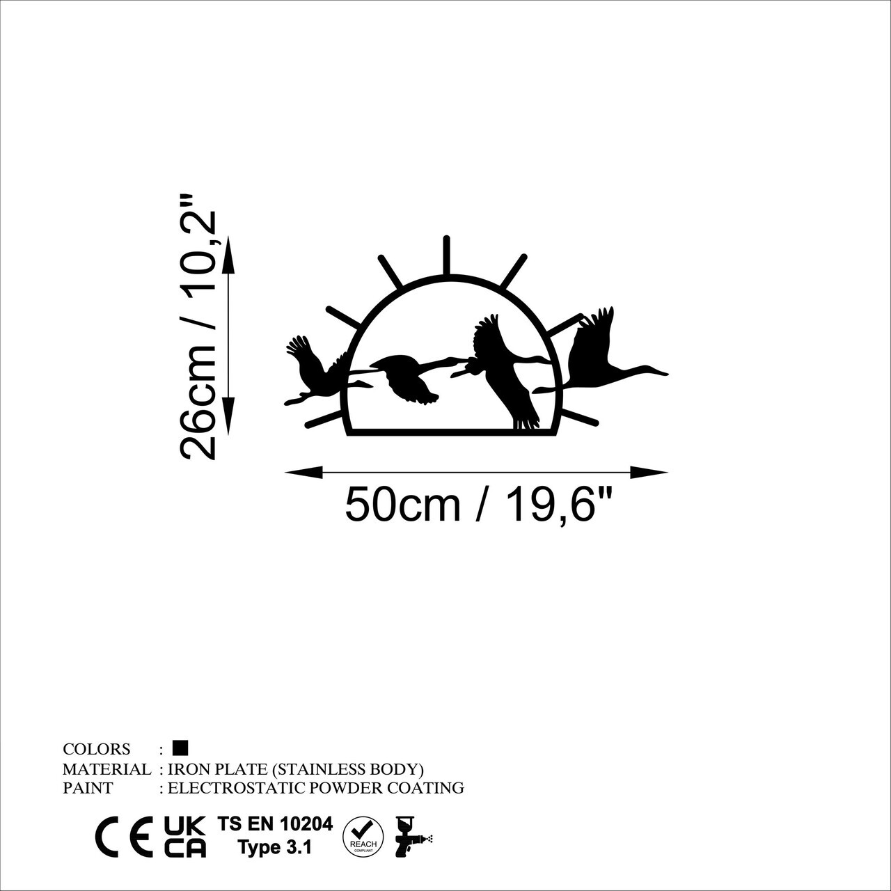 Decoratiune de perete, Migrant Birds, Dimensiune: 50 x 26 cm, Negru — imaginea 6