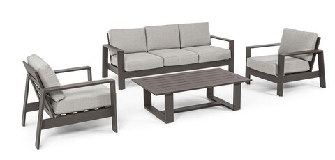 Set mobilier pentru gradina/terasa 4 piese Baltic, Bizzotto, aluminiu/tesatura ofelin, cafeniu