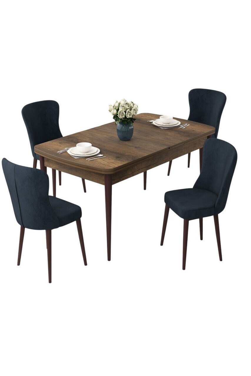 Set masa extensibila si scaune (5 piese), Hanah Home, Due, Model baroc din lemn / Antracit — imaginea 2