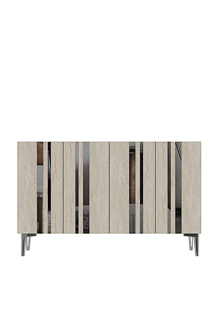 Consola, Hanah Home, Mia 120, 120x75x32 cm, White / Travertine / Silver — imaginea 4