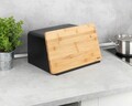 Cutie pentru paine, Wenko, Kubo, 35 x 26.5 x 20.5 cm, plastic/bambus, negru/maro