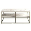 Masuta de cafea, Hadley, Forteaus, 110.4 x 47 x 52 cm, pal melaminat/metal, auriu/alb