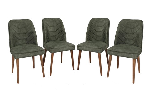 Set 4 scaune, Nmobb, Dallas 565, 50 x 90 x 49 cm, lemn/metal, maro/verde inchis 565