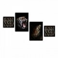 Set 4 tablouri decorative, Alpha Wall, Tiger, 30x30/35x50 cm