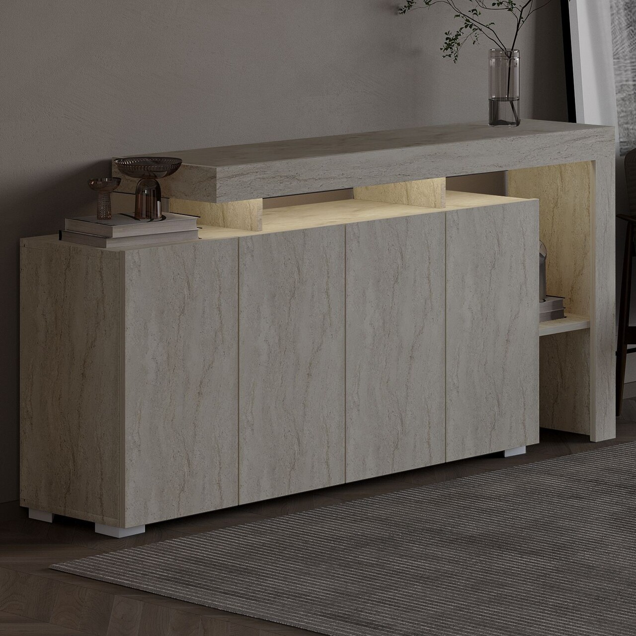 Consola, Hanah Home, Beliz, 170x80x35 cm, Travertin - view 4