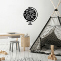 Decoratiune de perete, Time To Travel, Metal, Dimensiune: 55 x 70 cm, Negru