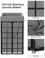 Cos de rufe, Songmics, 48 x 33 x 58 cm, 90 L, otel/policoton, gri/negru