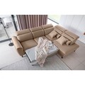 Coltar extensibil dreapta 4 locuri ELTAP, RT-20NU, Noble, 255x201x100 cm, lemn/poliester, maro deschis