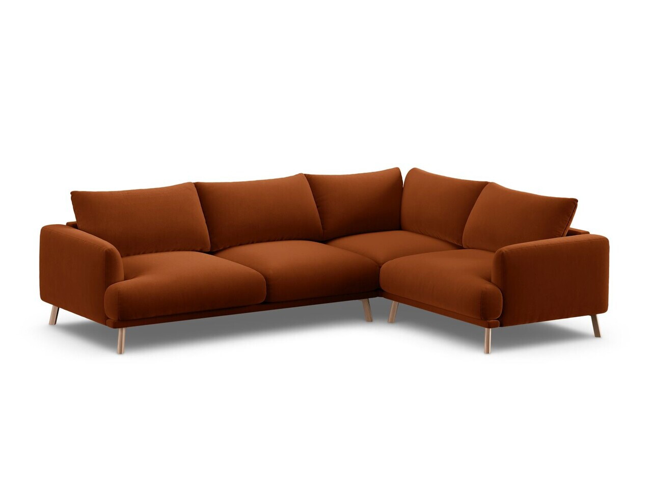Coltar dreapta 4 locuri, Naomi, Micadoni Home, 280x195x75 cm, catifea, teracota — imaginea 2