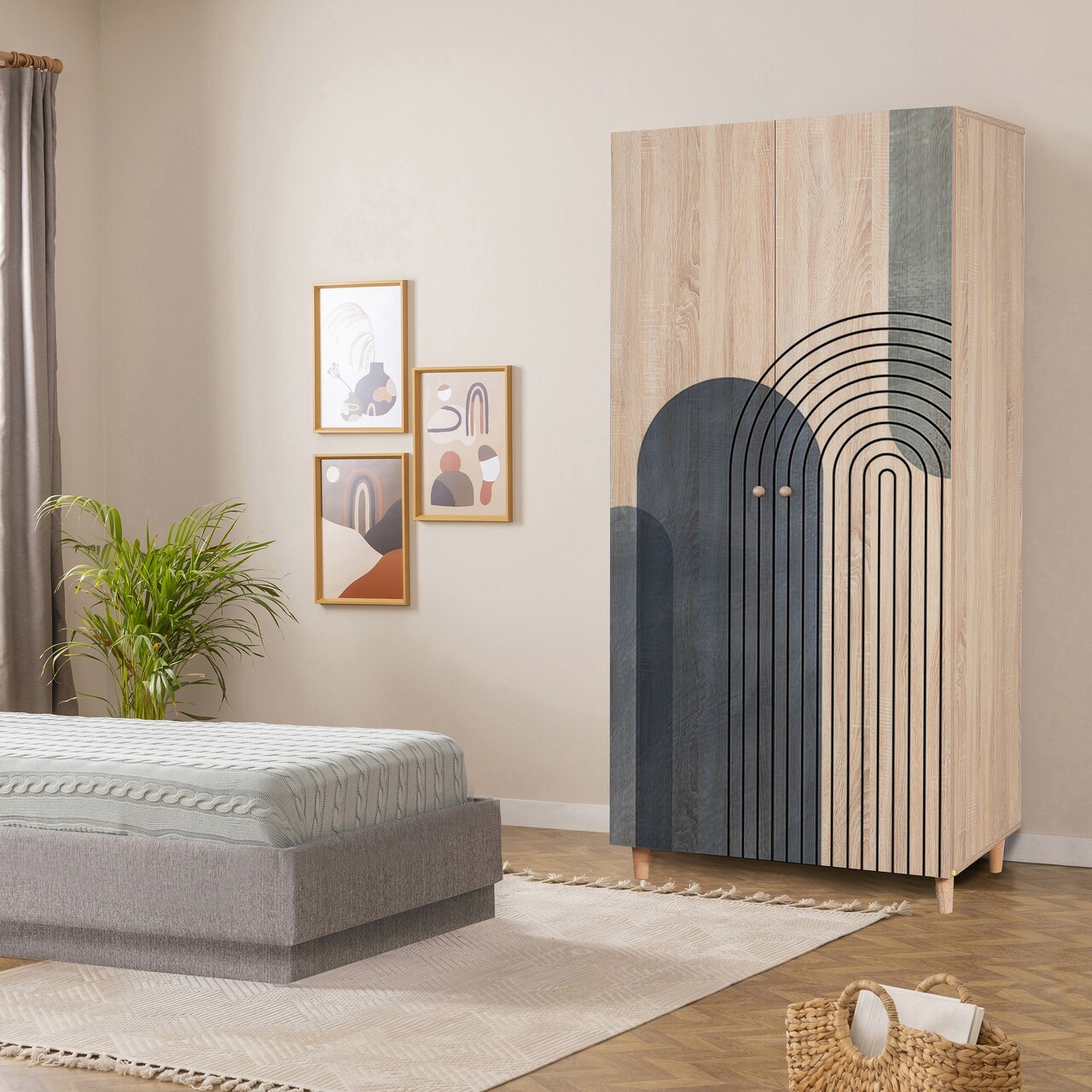Dulap pentru haine, Vella, Lidya 2 -973, 90x192x52 cm, PAL, Sonomo