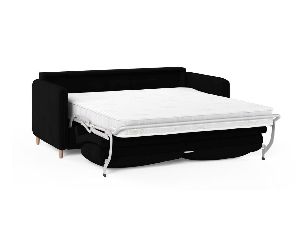 Canapea extensibila 3 locuri, Simo, Micadoni Home, 184x102x95 cm, catifea, negru — imaginea 4