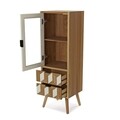 Vitrina cu 2 sertare si 1 usa Chess, Versa, 35 x 40 x 116 cm, lemn de pin/MDF, maro