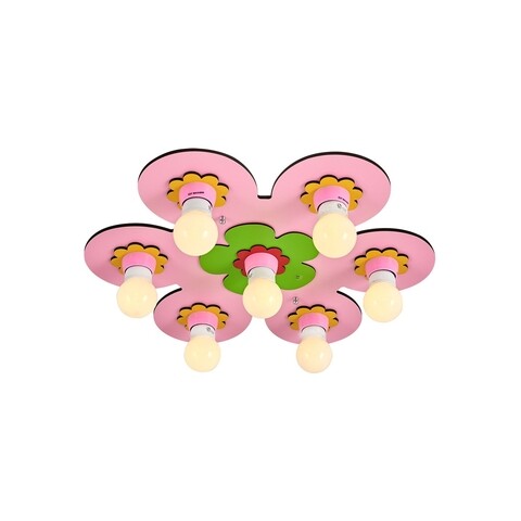 Lustra copii, L1538 – Pink, Lightric, 50 x 6 cm, 7 x E27, 24W, roz Iluminat
