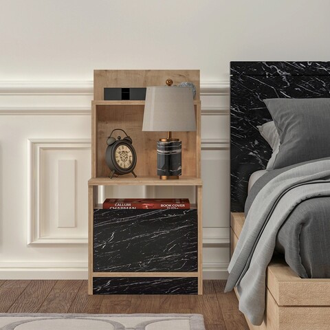 Noptiera, Arnetti, Volenta, 40x90x14.6 cm, PAL, Stejar / Marmură 40x90x14.6 imagine 2022